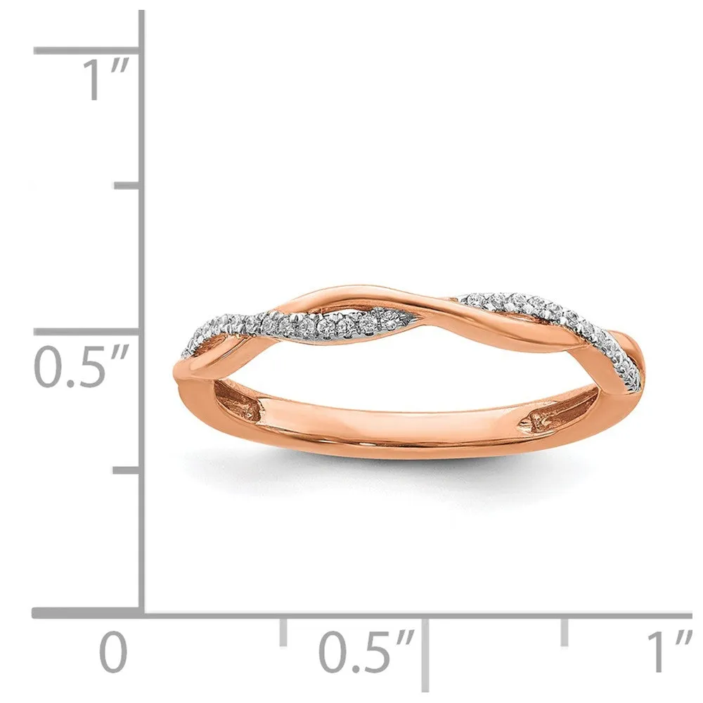 2mm 14k Rose Gold 1/15 Ctw Diamond Stackable Twist Band