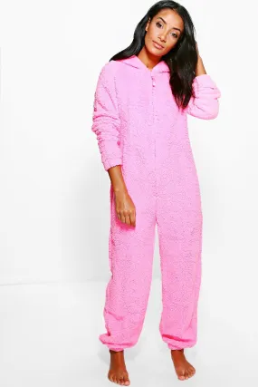 Amy Pink Polar Bear Fleece Onesie