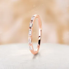 Art Deco Baguette Shape Moissanite Wedding Band Rose Gold