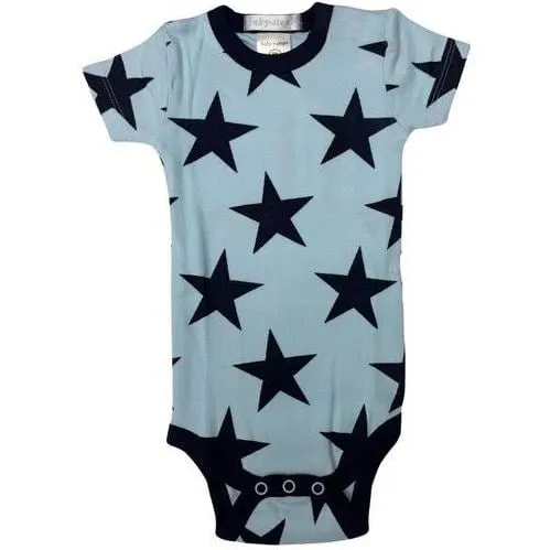 Baby Steps Baby Onesie, Large Blue Star