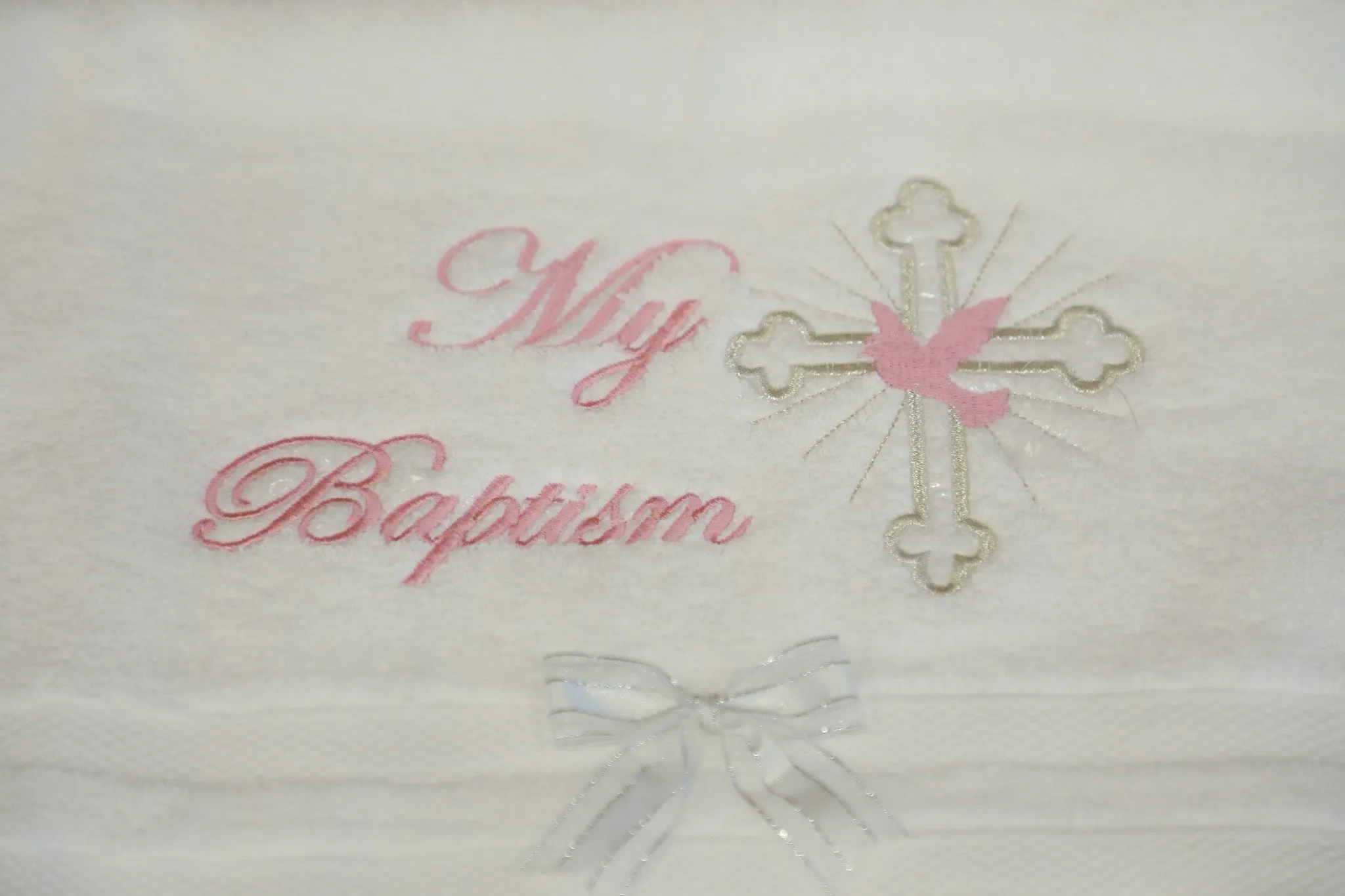 Baptism Christening 100% Cotton Towel - Pink