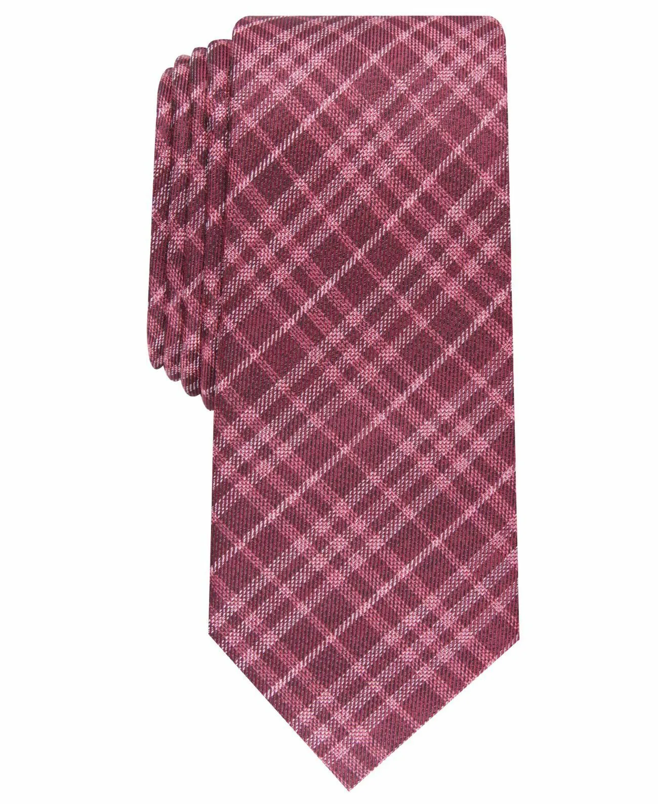 Bar III Men's Cooper Skinny Plaid Tie Red Size Regular