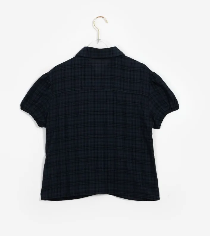 Binary01  |Other Plaid Patterns Short Sleeves Puff Sleeves