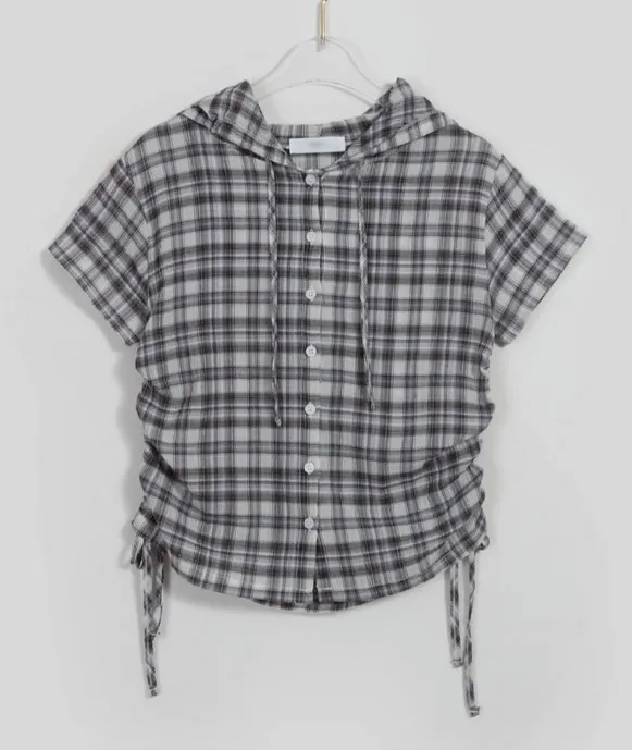 Binary01  |Other Plaid Patterns Short Sleeves Shirts & Blouses