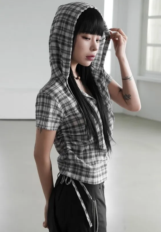 Binary01  |Other Plaid Patterns Short Sleeves Shirts & Blouses