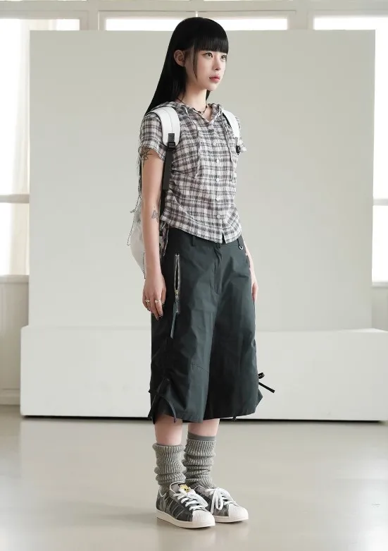 Binary01  |Other Plaid Patterns Short Sleeves Shirts & Blouses