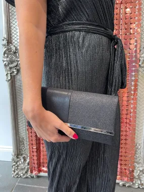 Black Half Sparkle Clutch Bag