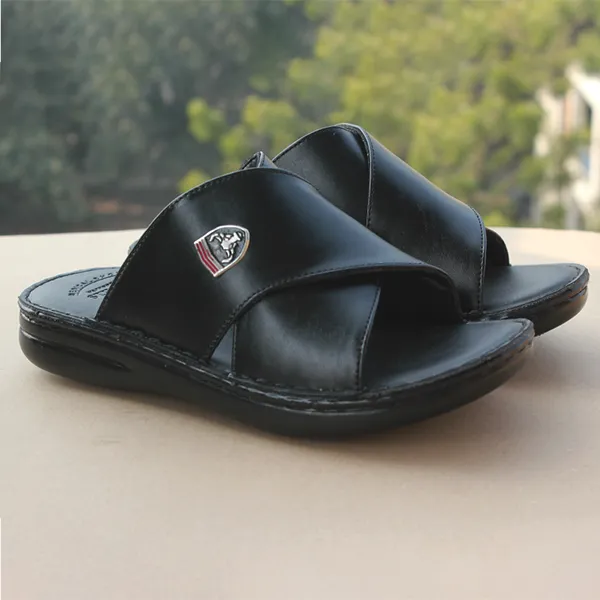 Black medicated mens slippers