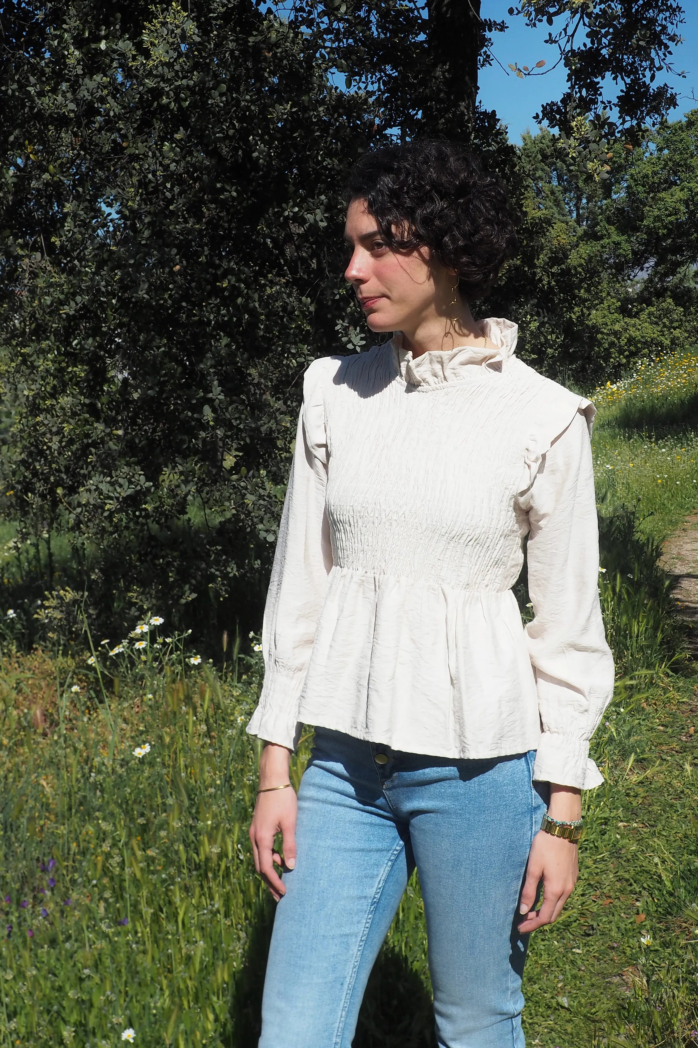 Blusa NIDO DE ABEJA LISA BEIGE