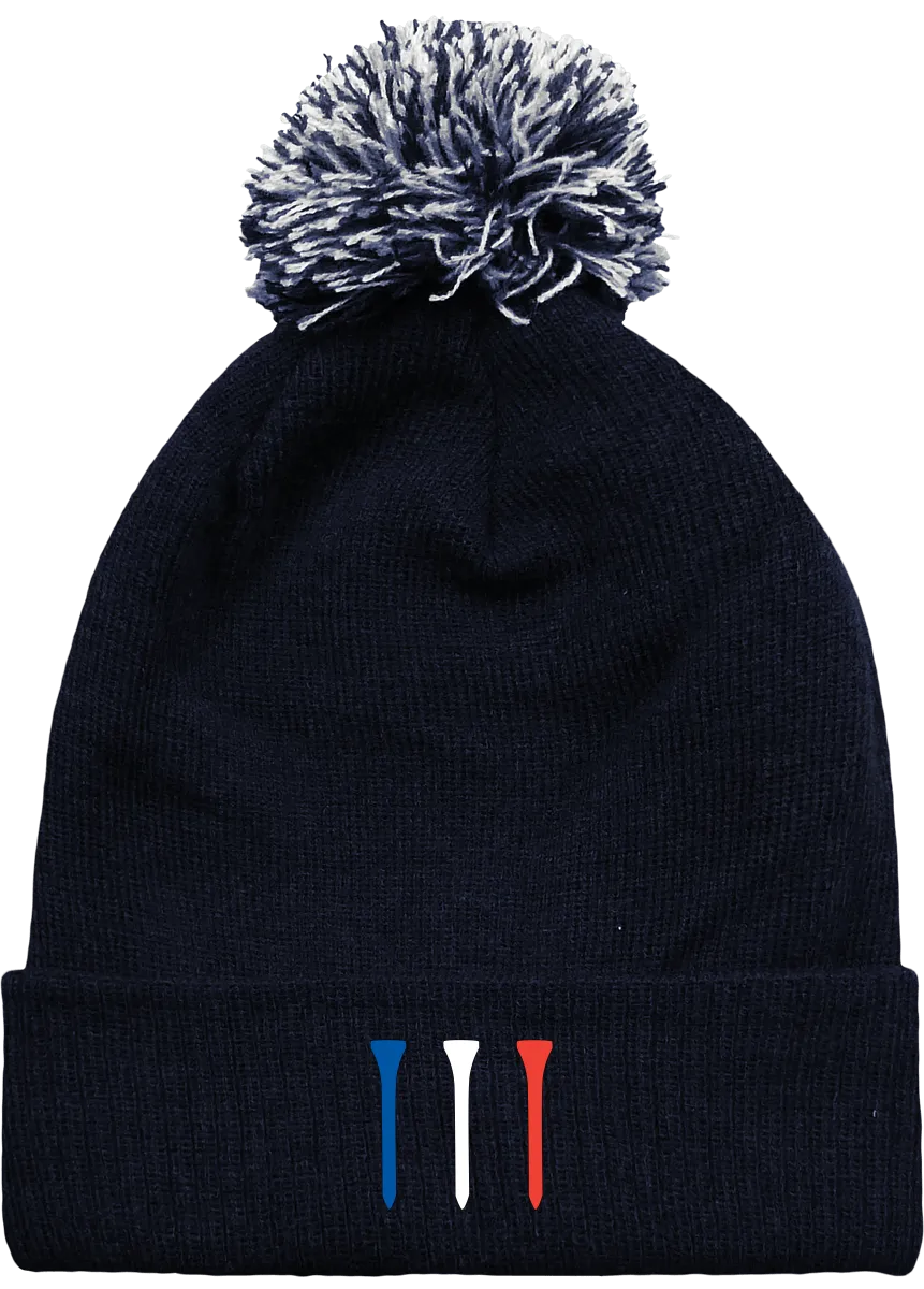 Bonnet TEES BLEU BLANC ROUGE à pompon