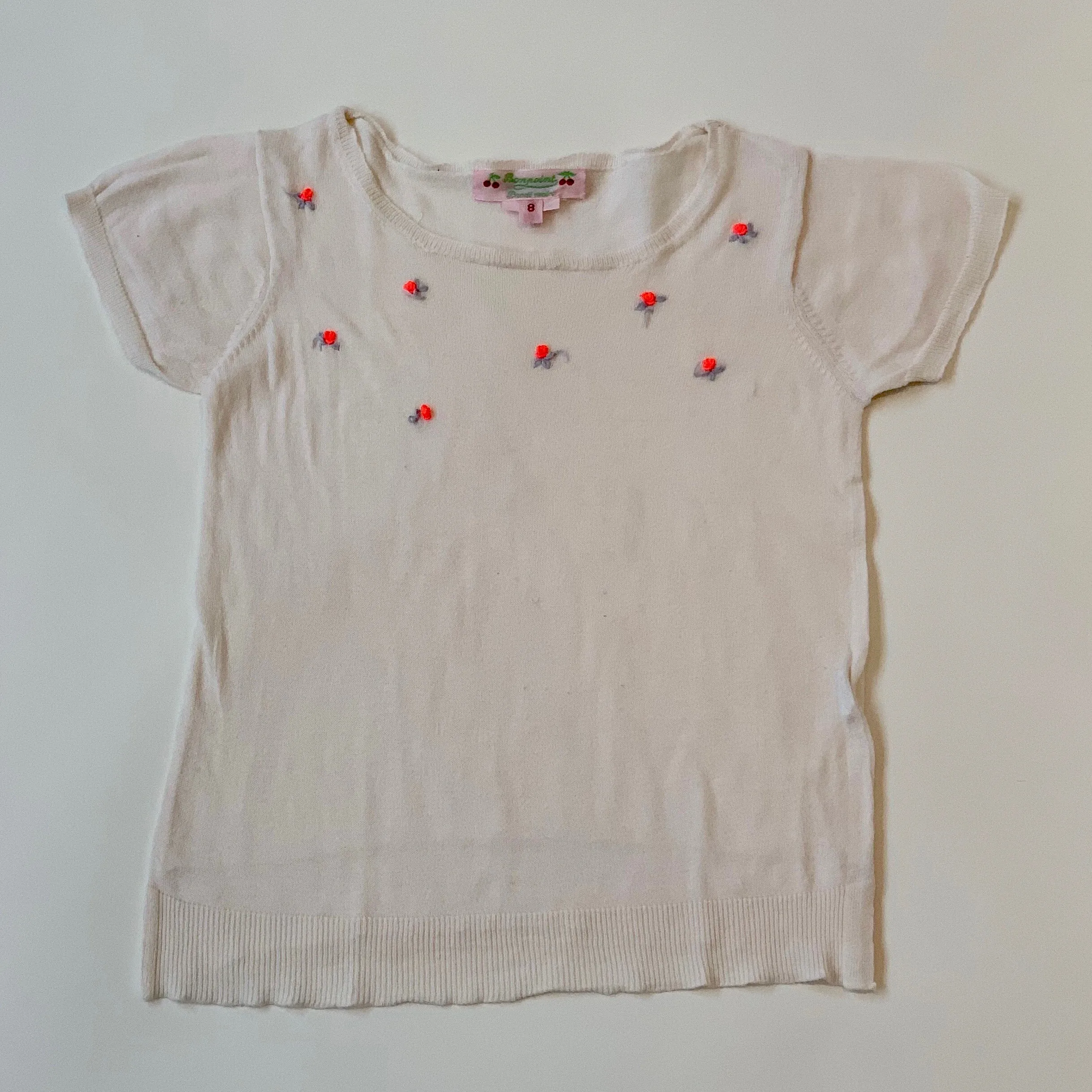 Bonpoint Short Sleeve T-Shirt With Roses: 8 Years