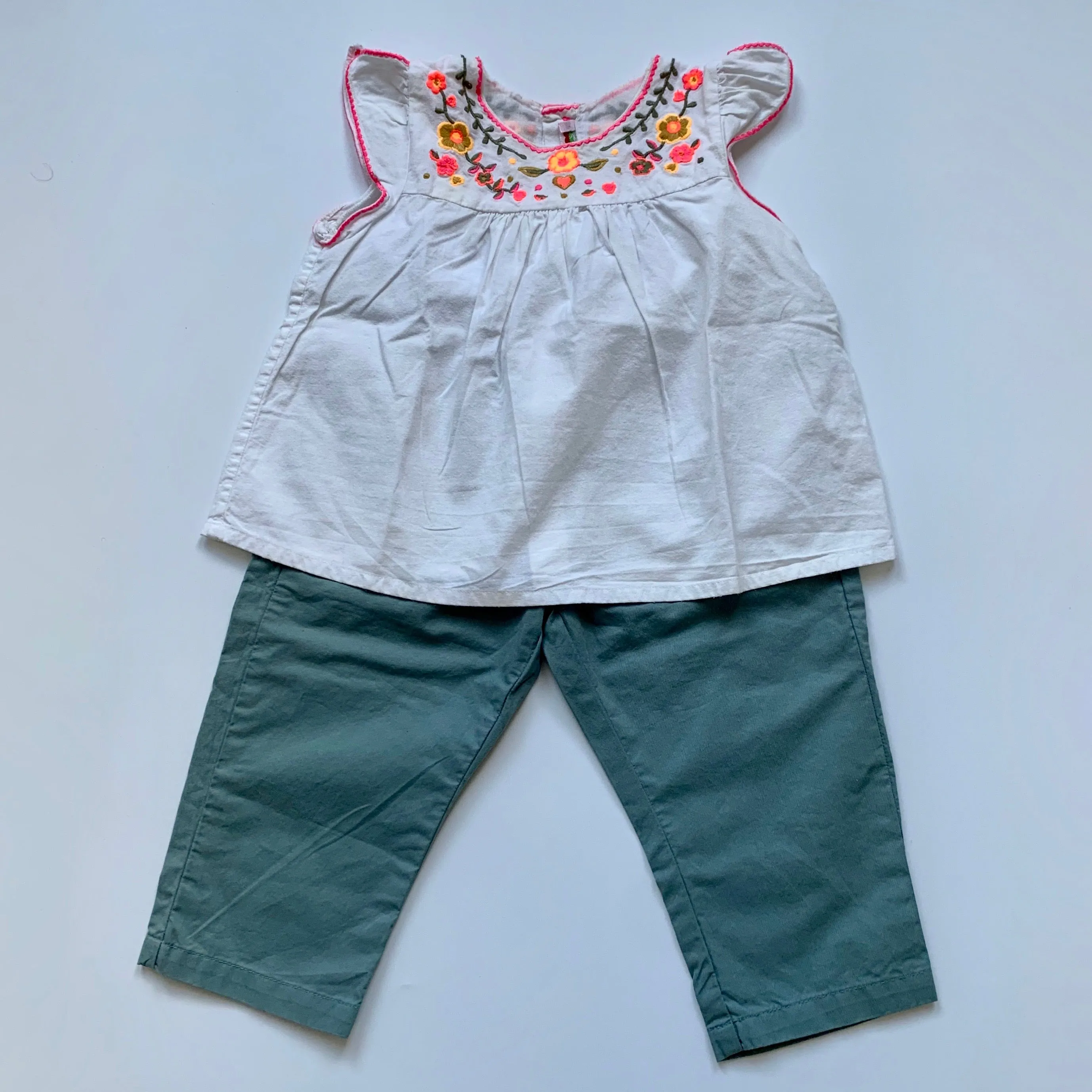 Bonpoint Teal Cotton Trousers: 18 Months (Brand New)