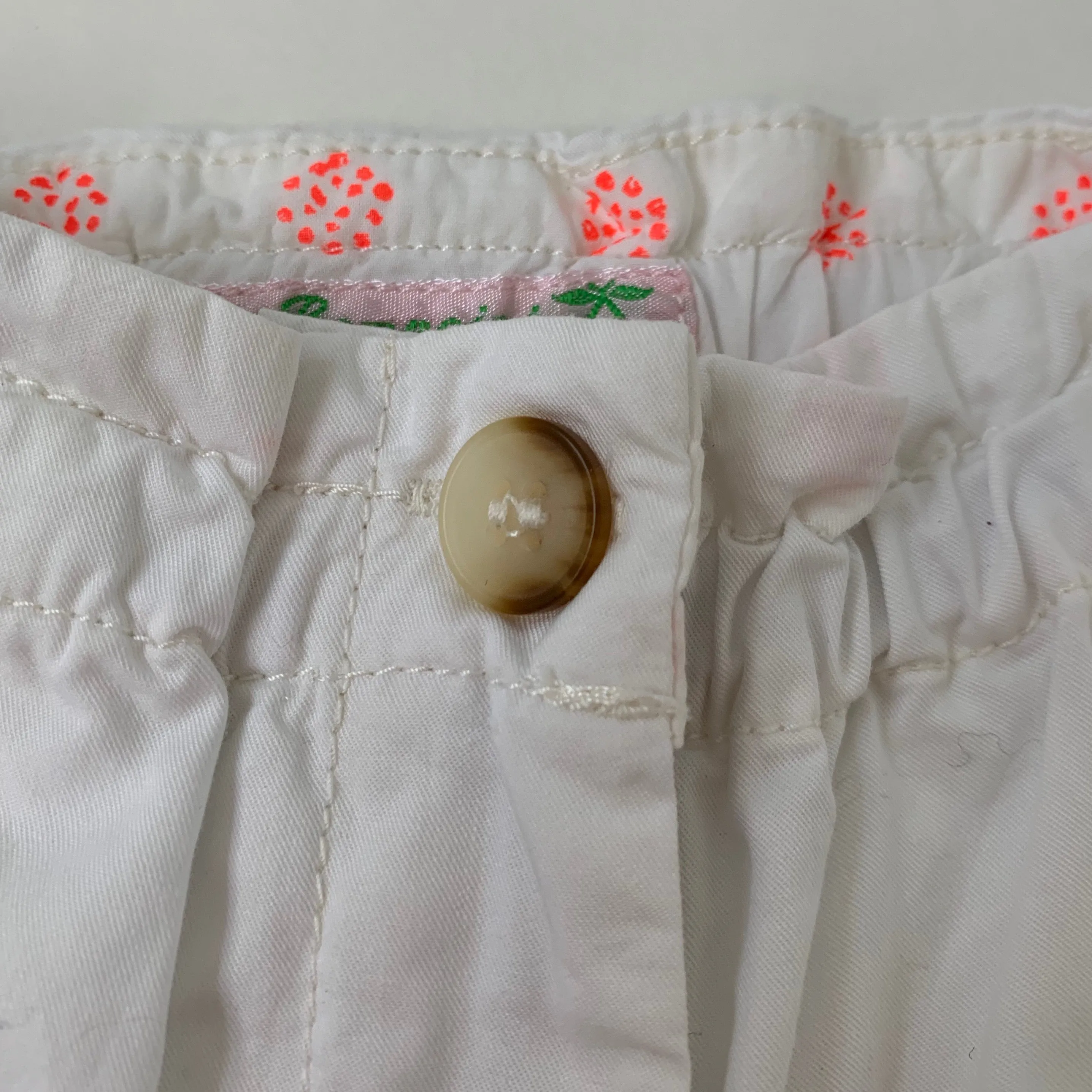 Bonpoint White Cotton Trousers With Neon Trim: 18 Months