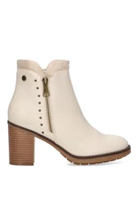 BOTIN color BEIGE para mujer con Tacón medio y exterior en sintético. MODELO ETIKA PARIS