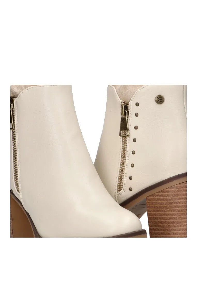 BOTIN color BEIGE para mujer con Tacón medio y exterior en sintético. MODELO ETIKA PARIS