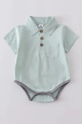 Boys Sage Button Onesie