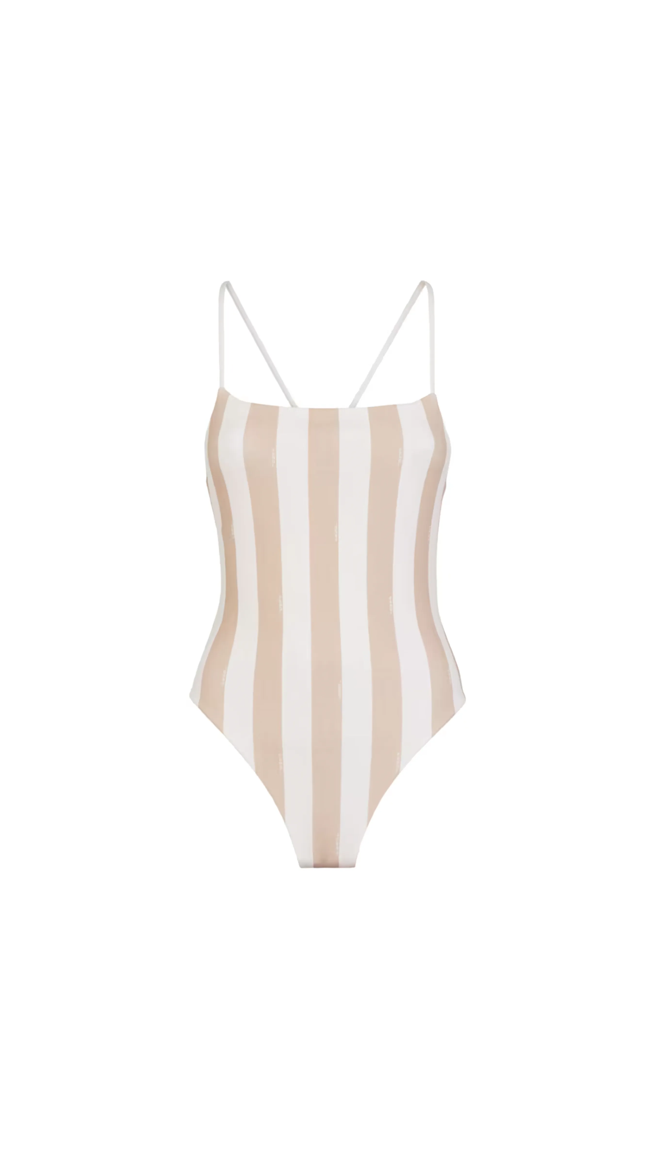 Brown Lycra Reversible Swimsuit - White/Beige