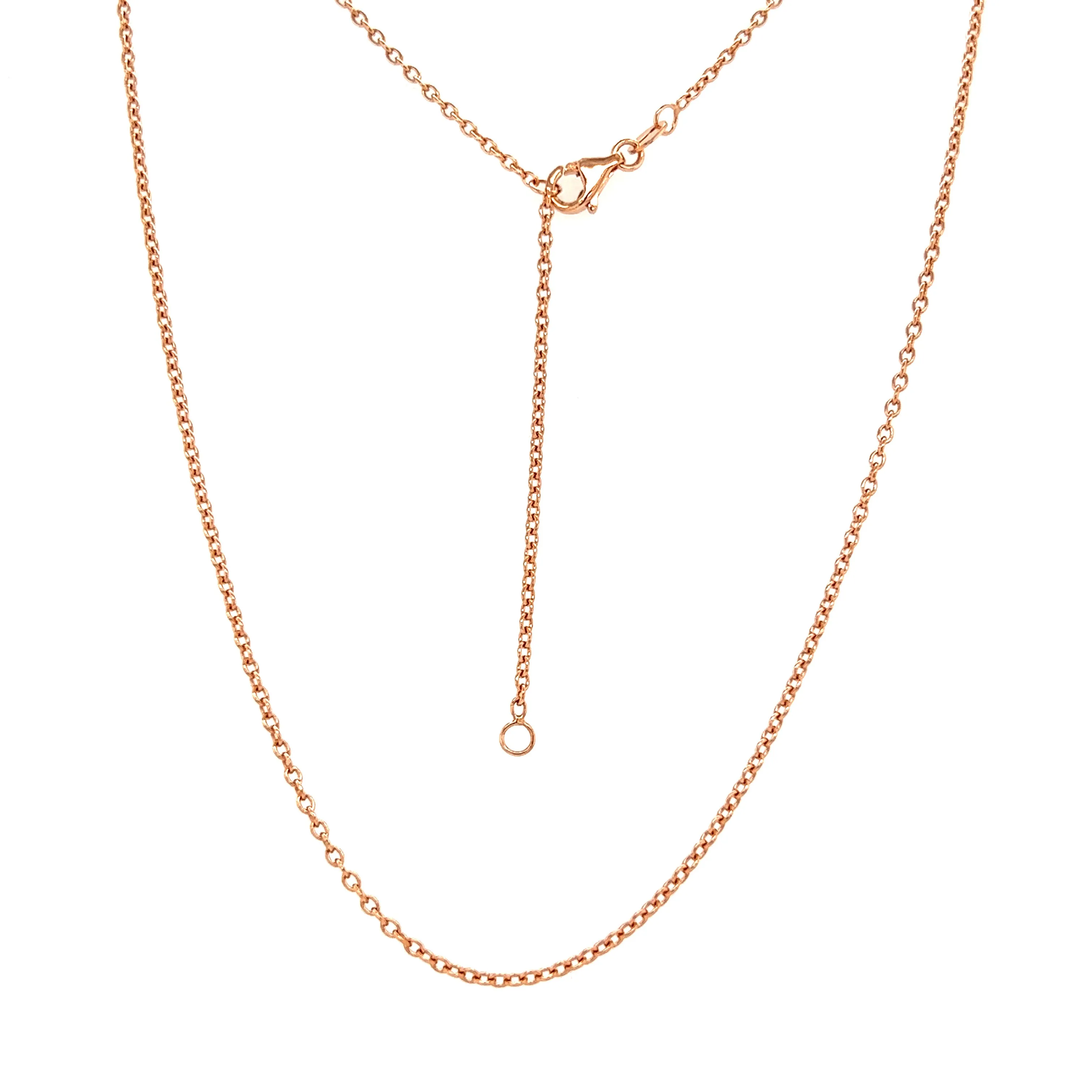 Cable Chain 1.5mm with Adjustable Length in 14K Rose Gold