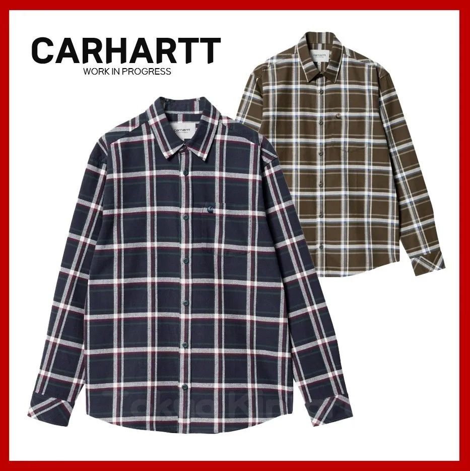 Carhartt  |Other Plaid Patterns Street Style Logo Shirts