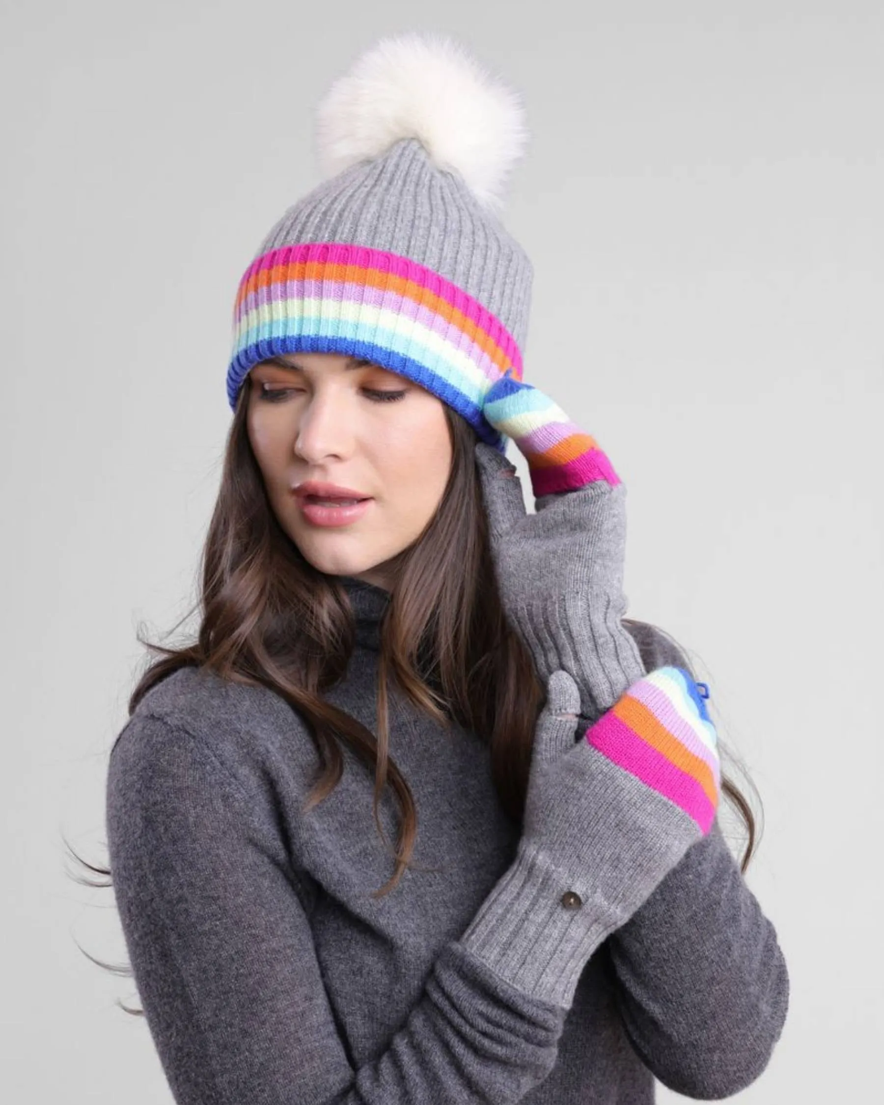 Cashmere Rainbow Flip Top Gloves