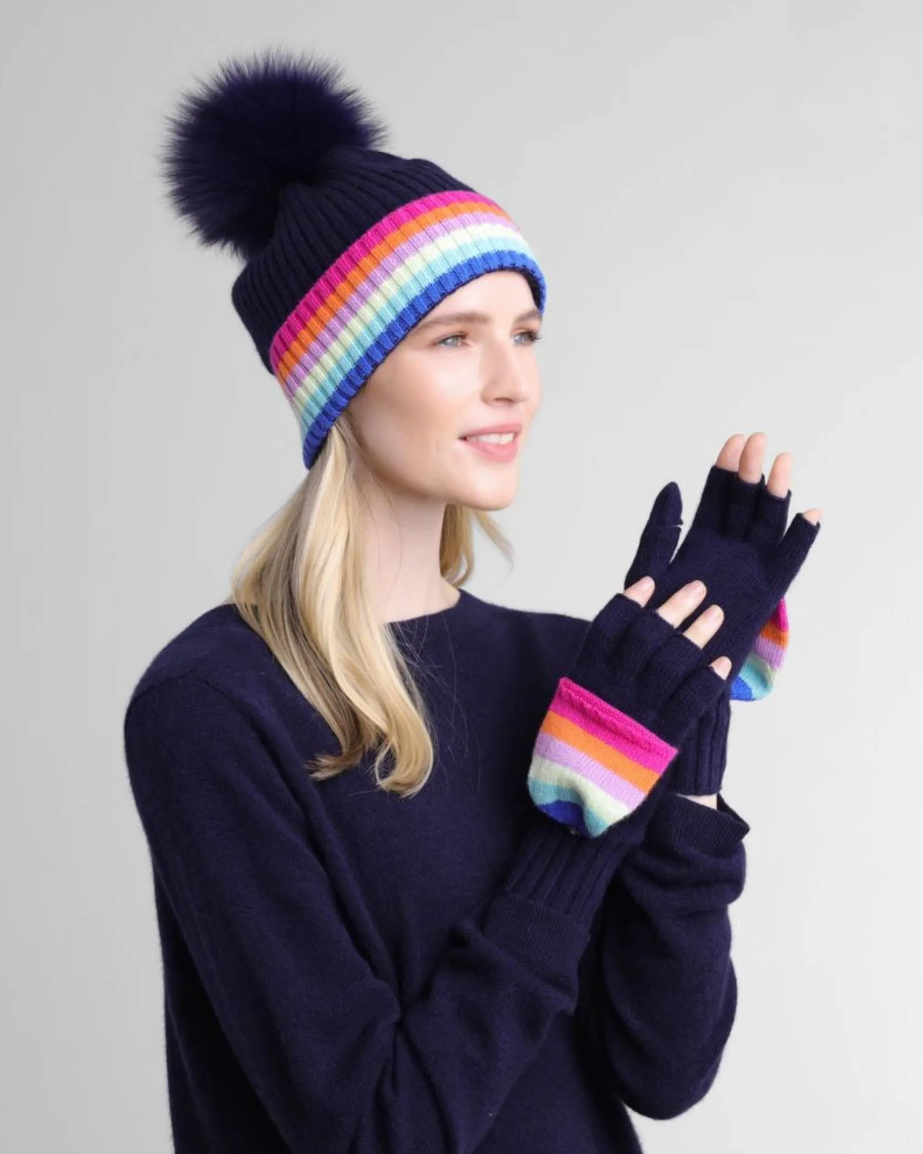 Cashmere Rainbow Flip Top Gloves