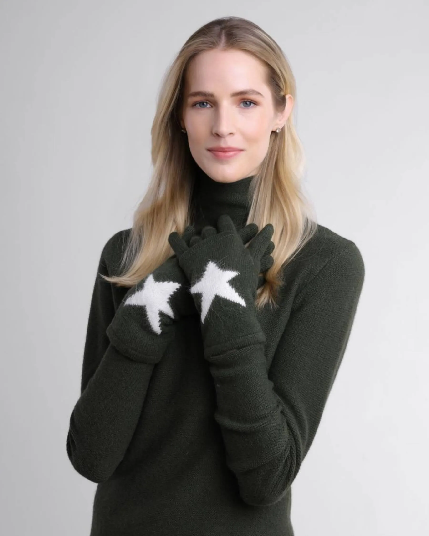 Cashmere/Angora Star Intarsia 3-in-1 Glove