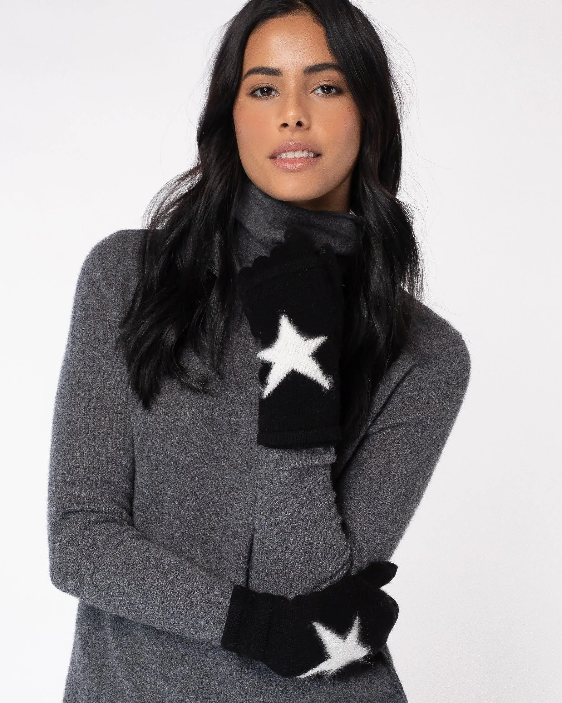 Cashmere/Angora Star Intarsia 3-in-1 Glove