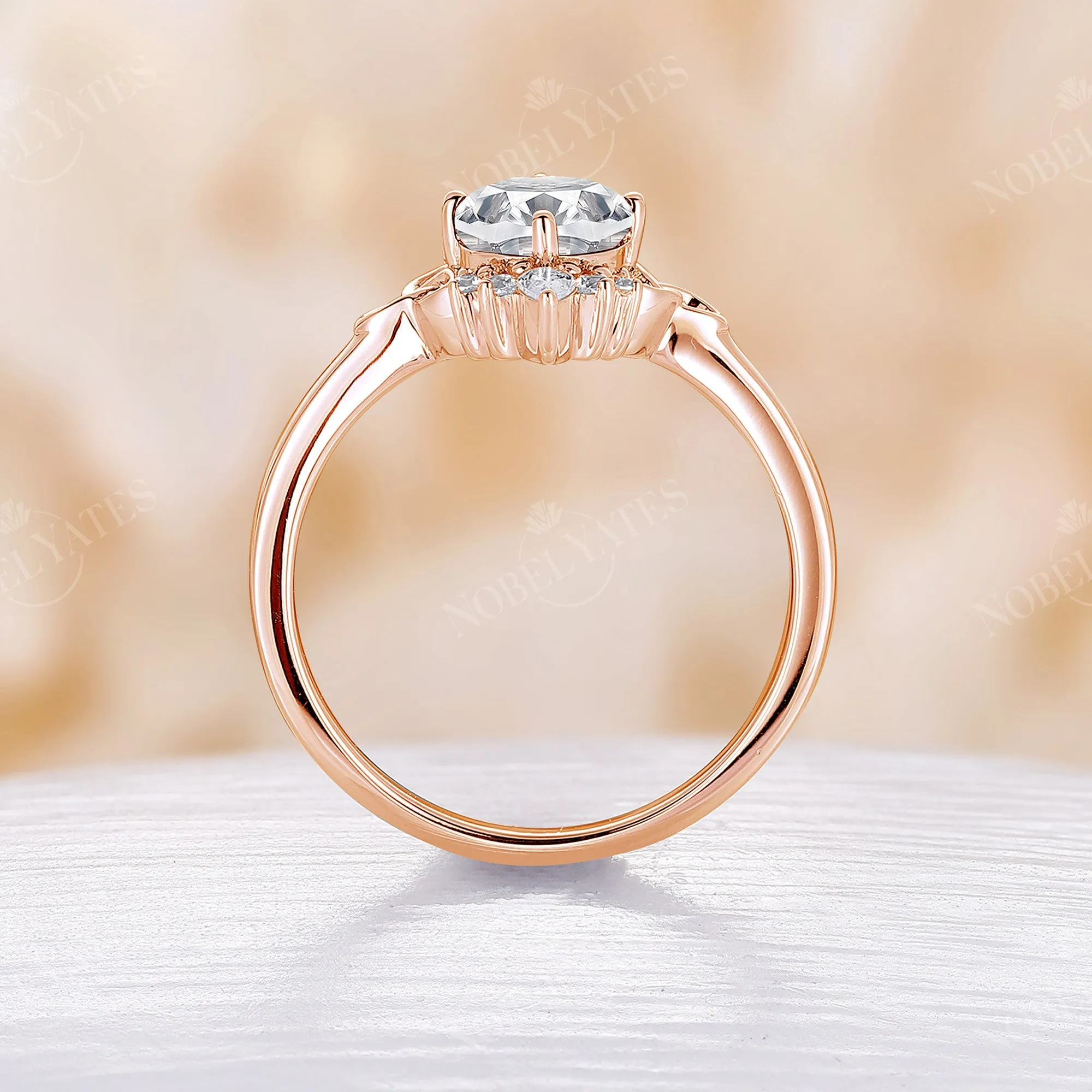 Celtic Oval Shape Moissanite Rose Gold Engagement Ring