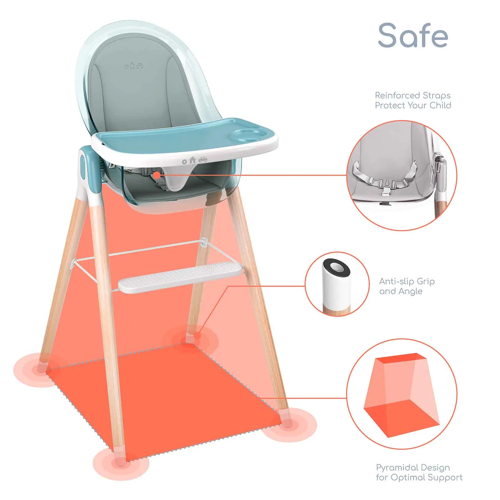 Children of Design 6 in 1 Deluxe High Chair with Cushion