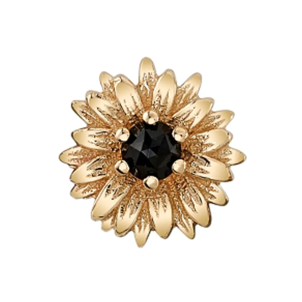 Chrysanthemum Threaded End in Gold with Rose Cut Onyx