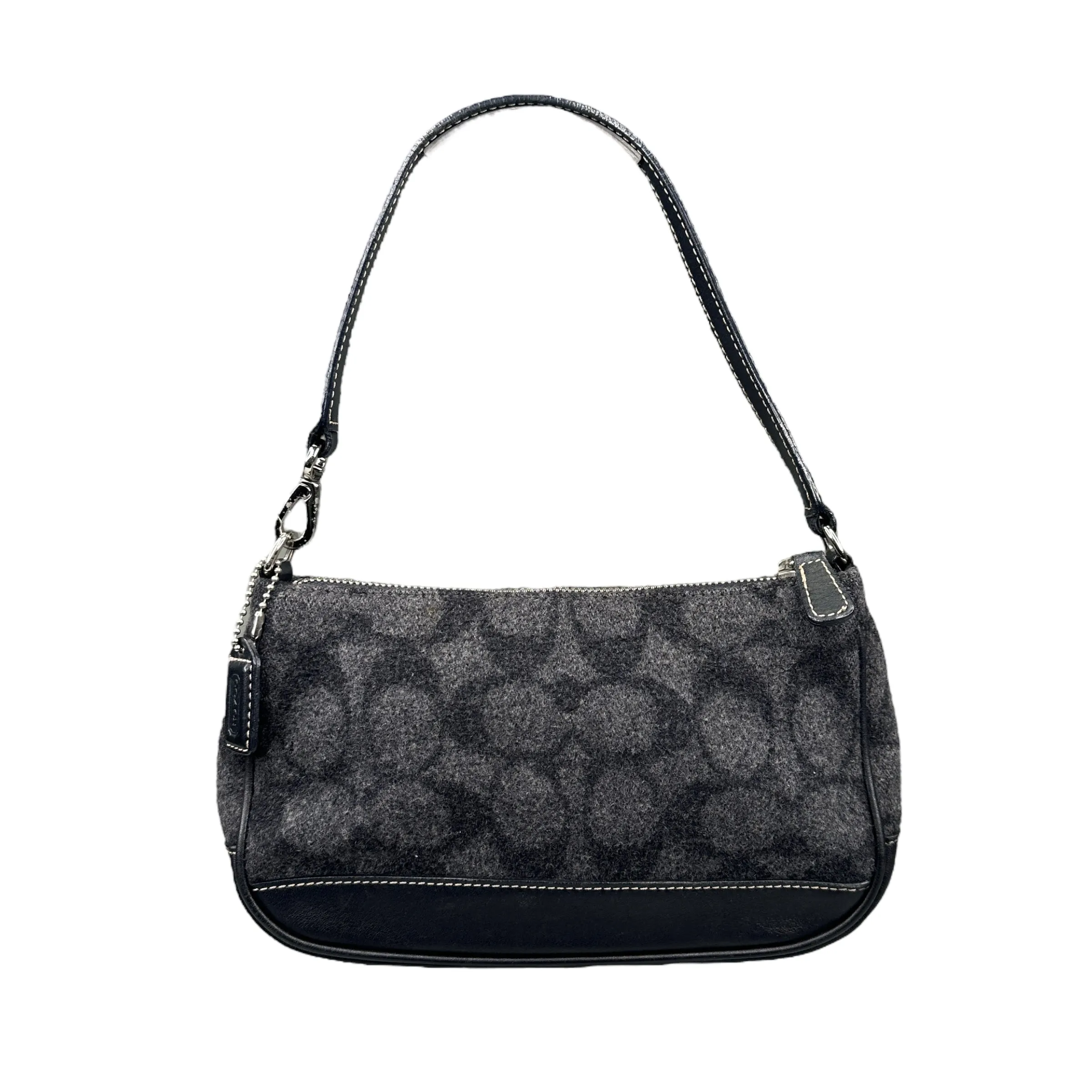 COACH BLACK/GREY WOOLLEN SIGNATURE POCHETTE BAG