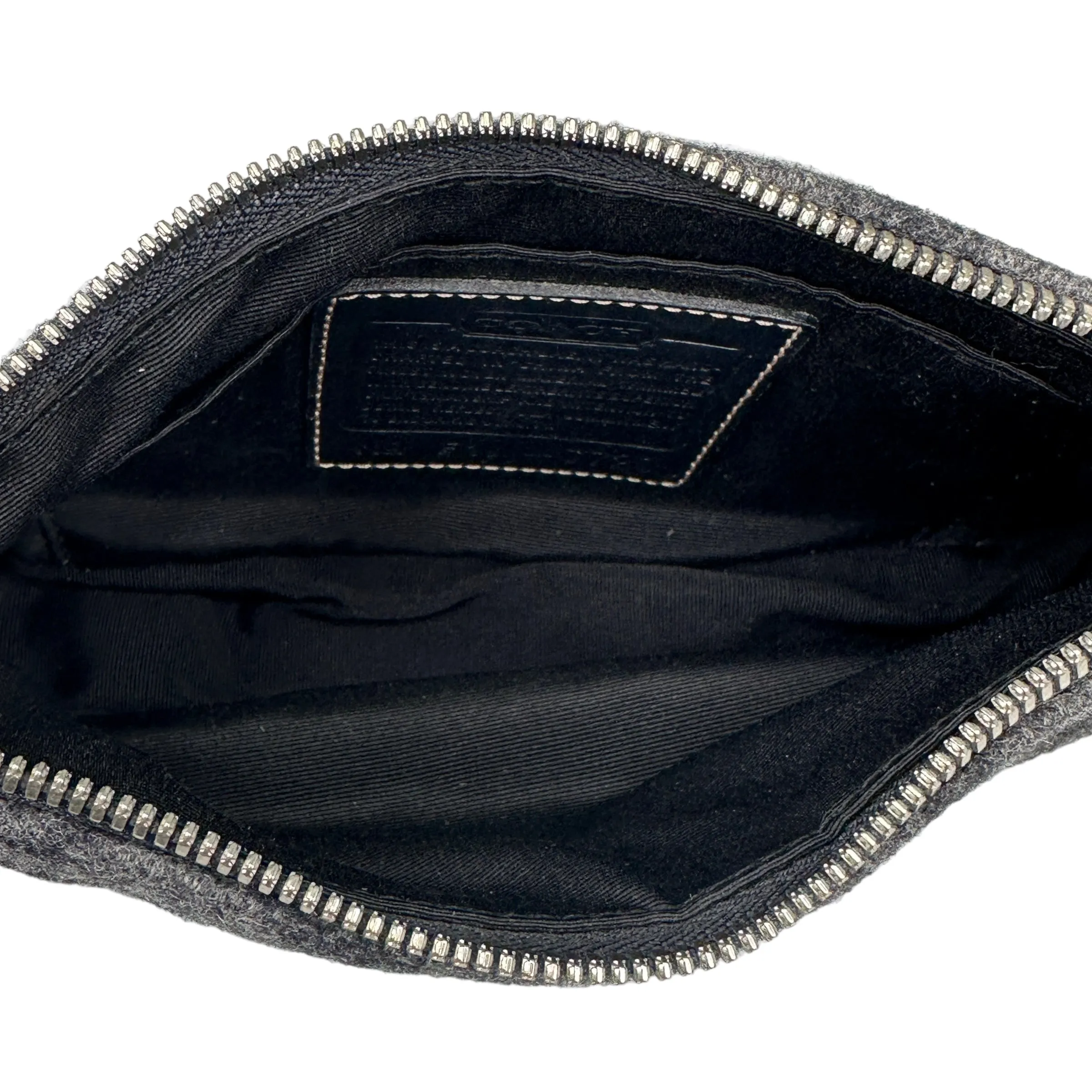 COACH BLACK/GREY WOOLLEN SIGNATURE POCHETTE BAG