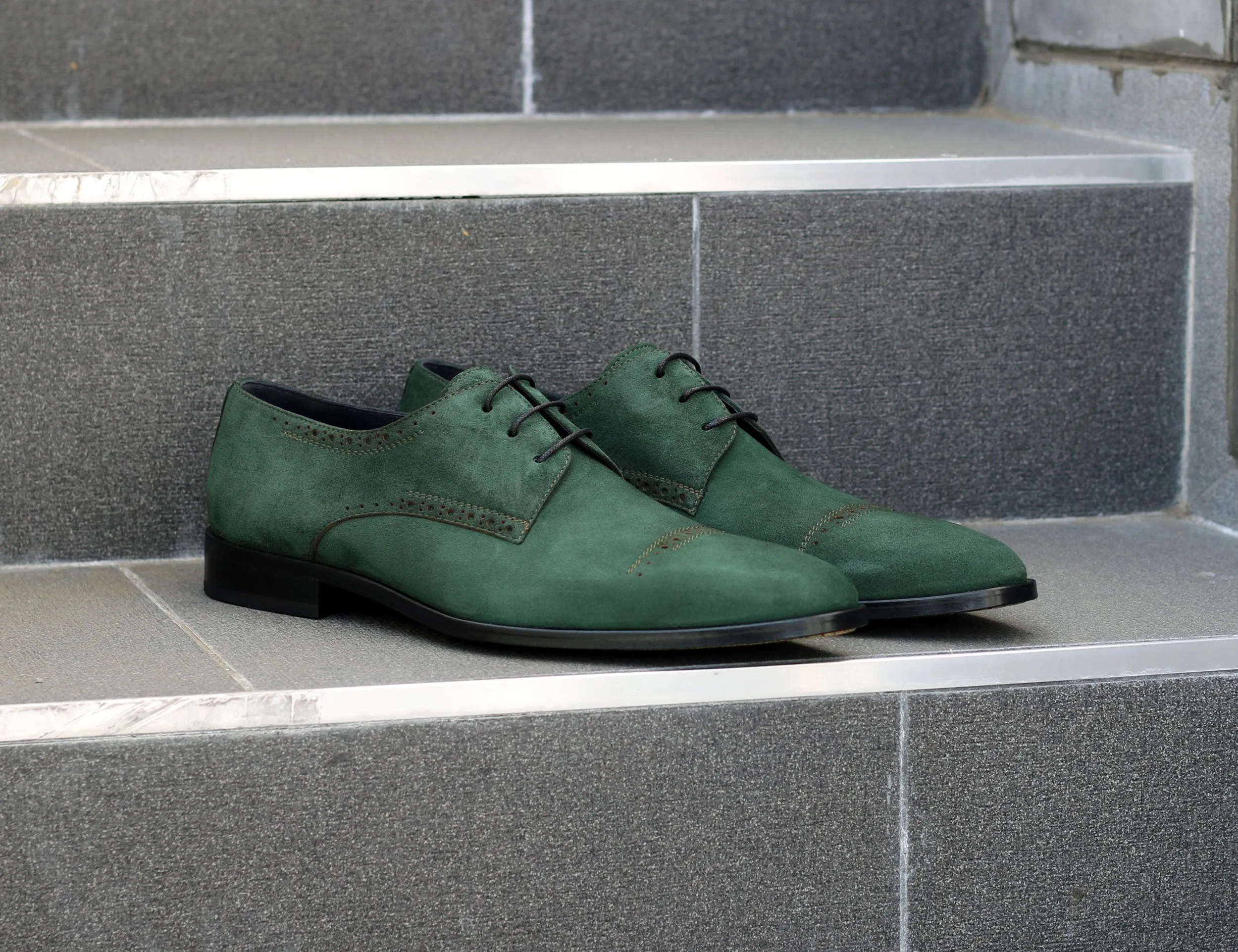 Corrente Suede Lace-Up Oxford Green