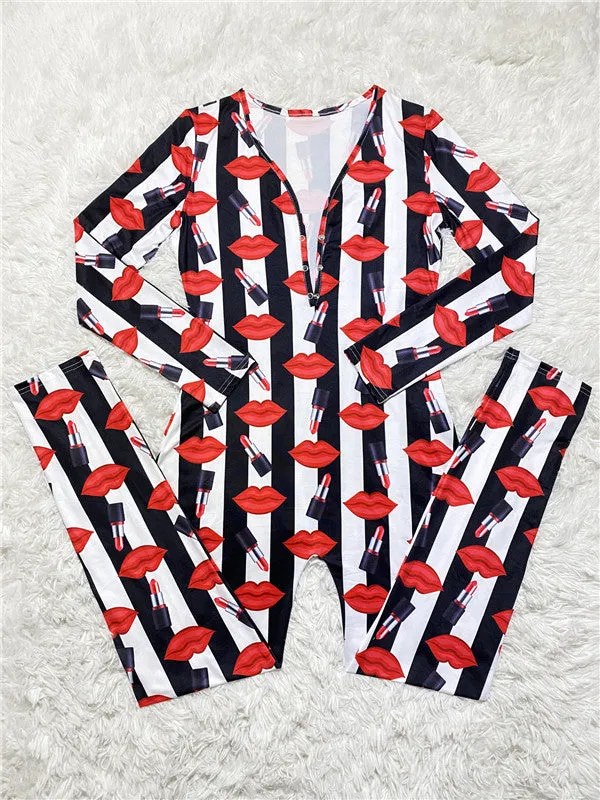 Design long sleeve long pants onesie pajamas adult onesie for women