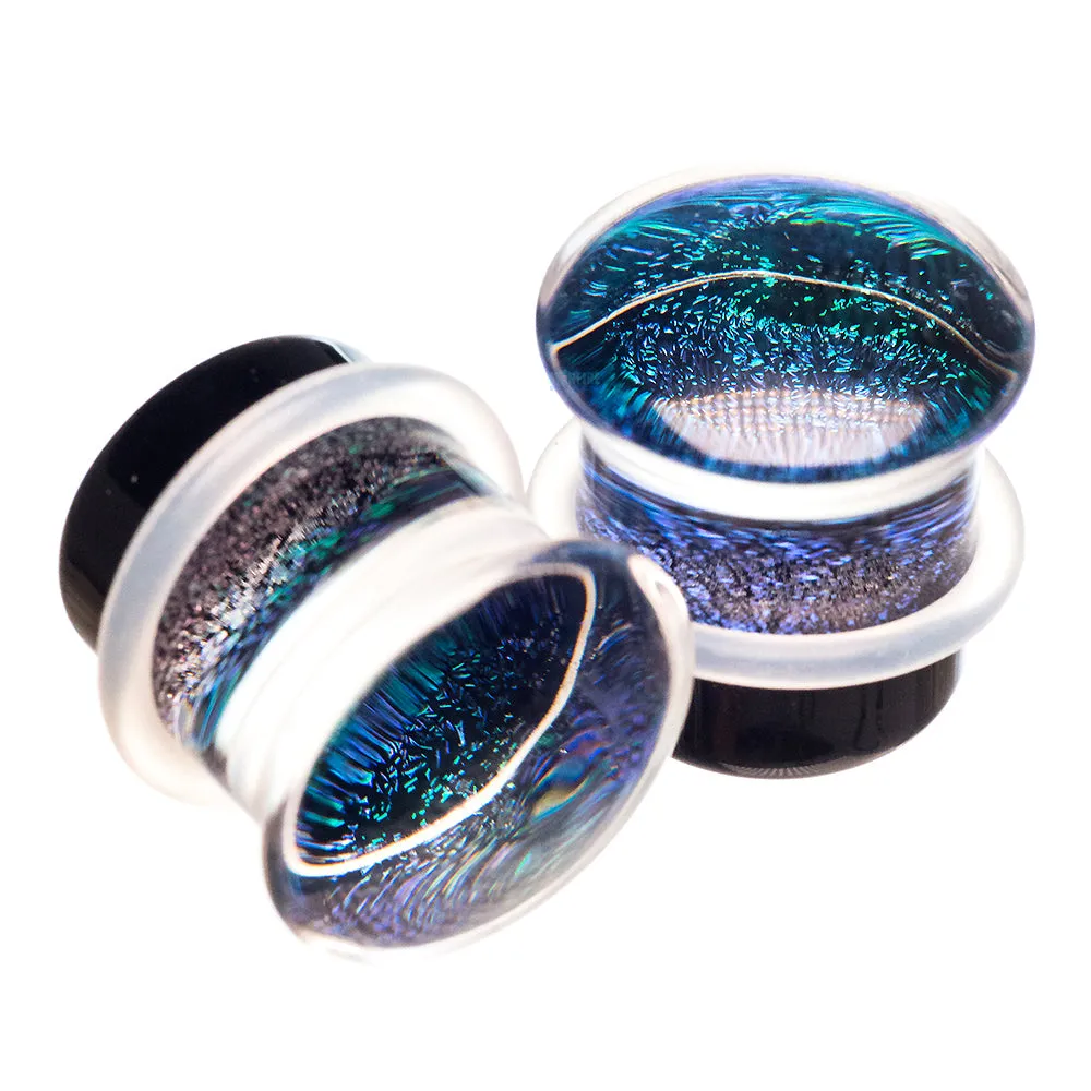 Dichroic Glass Plugs - Aqua