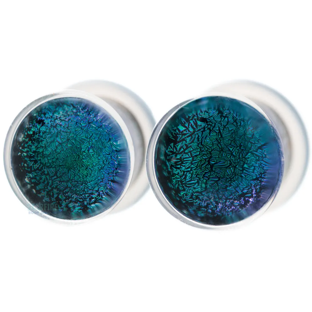 Dichroic Glass Plugs - Aqua