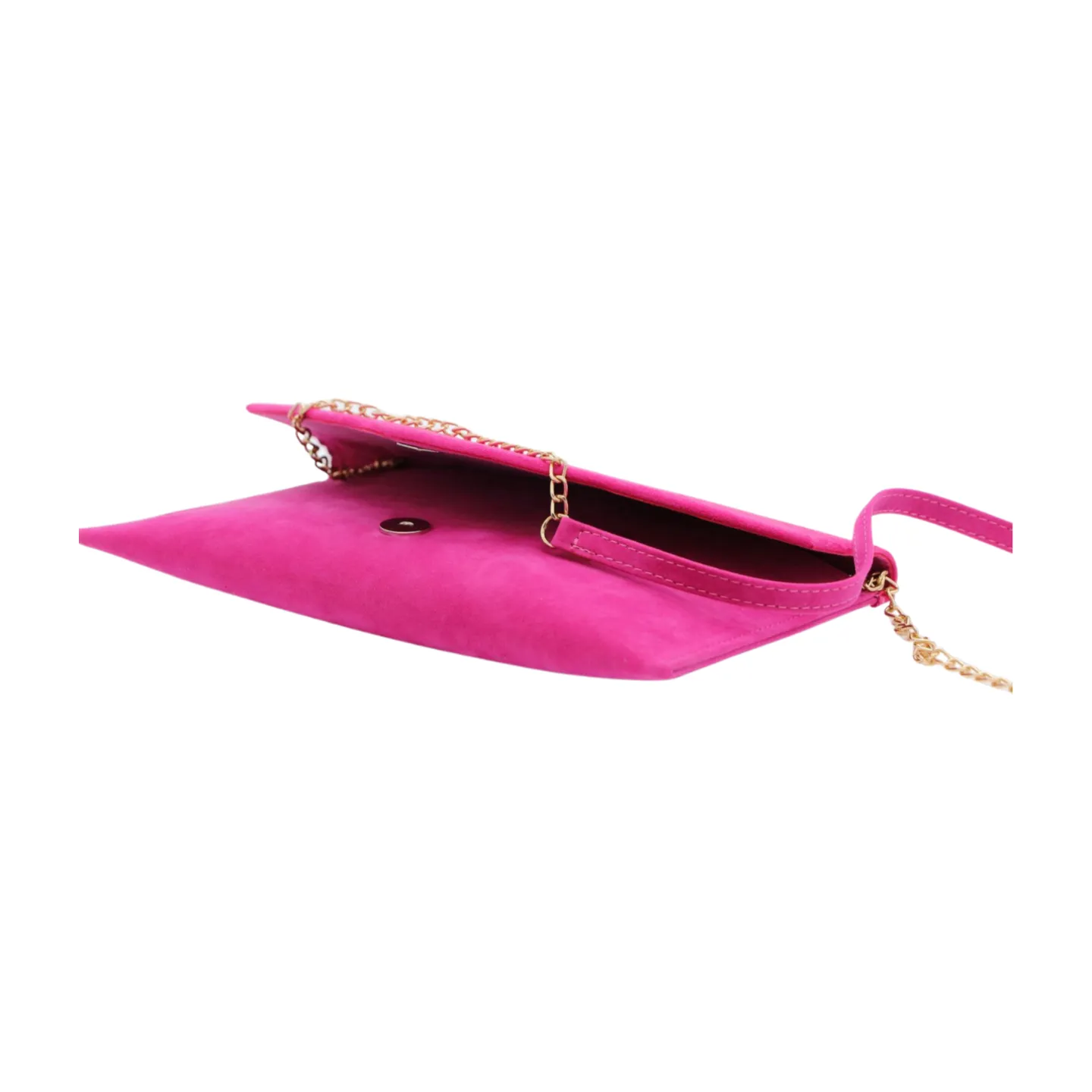 FABUCCI Fuchsia Pink Suede Envelope Clutch Bag