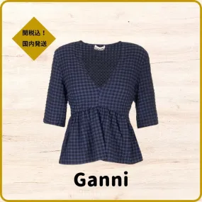 Ganni  |Other Plaid Patterns Peplum Cropped Elegant Style