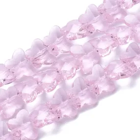 Glass Beads, Butterfly, Faceted, Transparent, Pearl Pink, 10mm