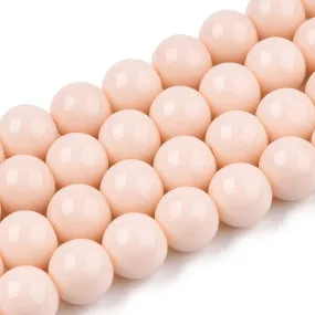 Glass Beads, Round, Opaque, Peach Puff, 10mm