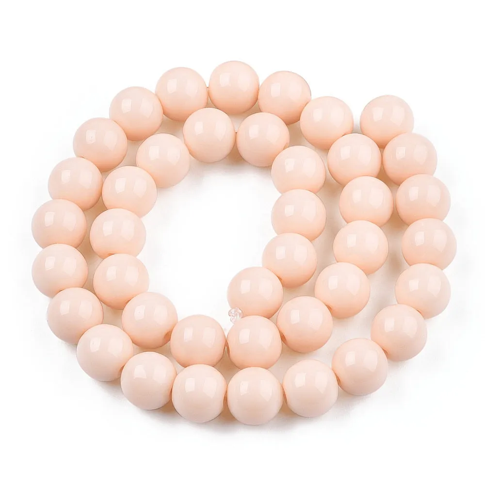 Glass Beads, Round, Opaque, Peach Puff, 10mm