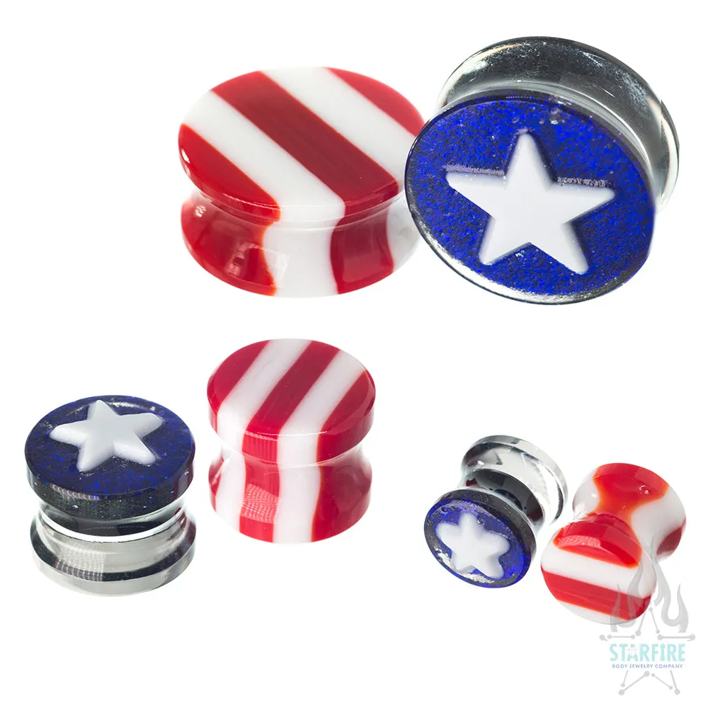 Glass Flag Plugs - 'Merica