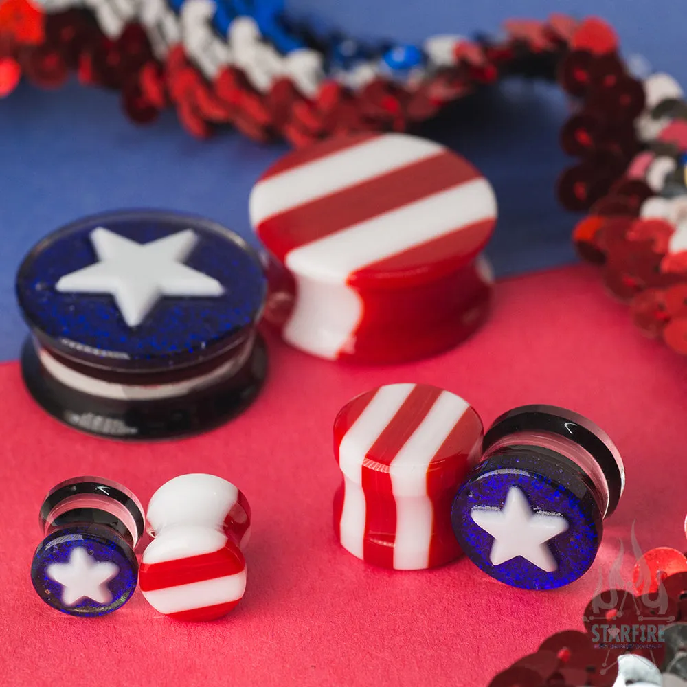 Glass Flag Plugs - 'Merica