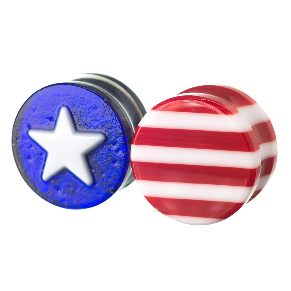 Glass Flag Plugs - 'Merica