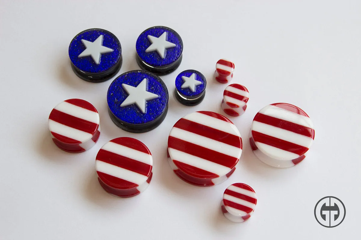 Glass Flag Plugs - 'Merica