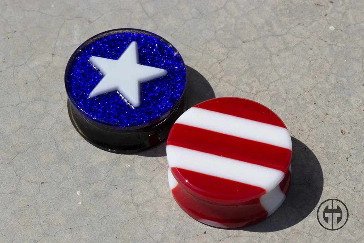 Glass Flag Plugs - 'Merica