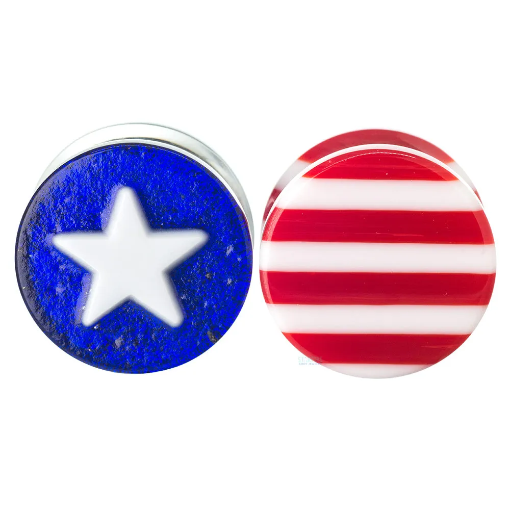 Glass Flag Plugs - 'Merica