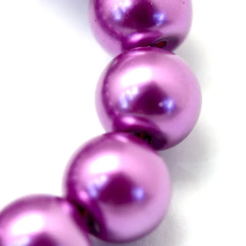 Glass Pearl Beads, Strand, Orchid, Round, 8mm