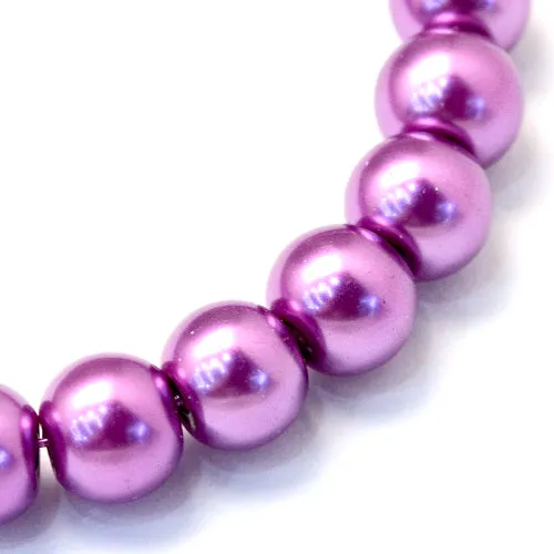 Glass Pearl Beads, Strand, Orchid, Round, 8mm