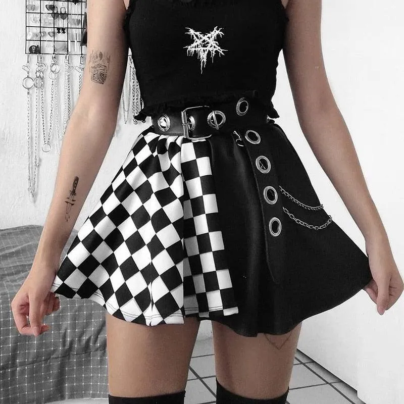 Gothic Plaid A Line Mini Skirt